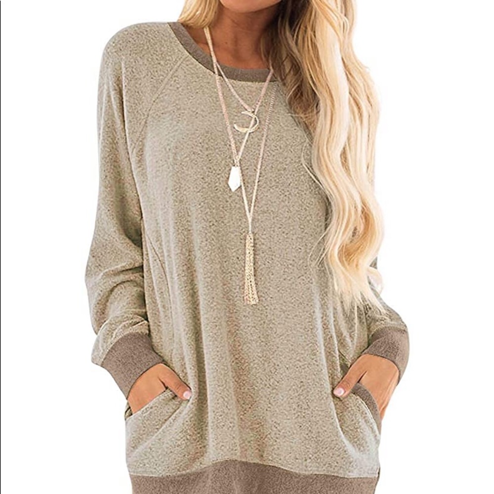 Beautiful woman sweatshirt with pocket loose - Picture 1 of 12